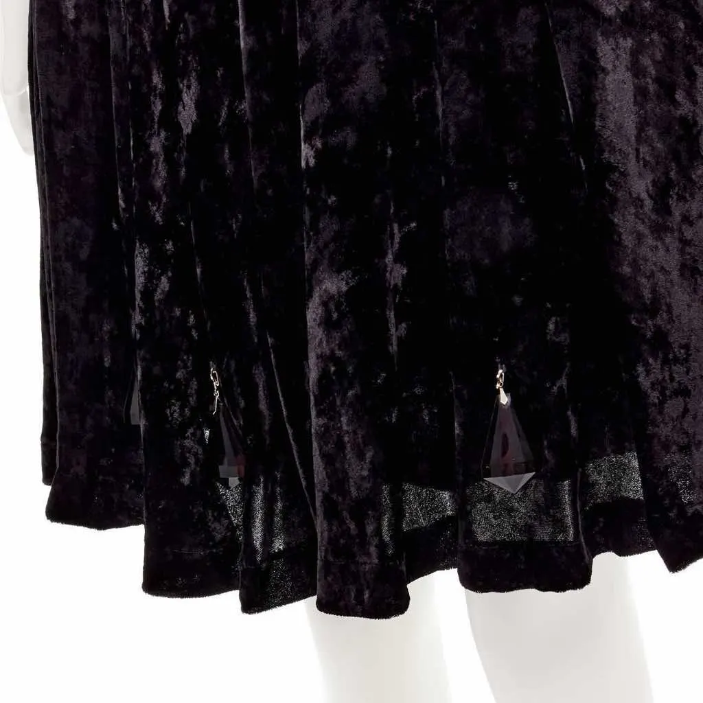 Comme Des Garcons Velvet Crystal Skirt Black Polyester Very good - Back View