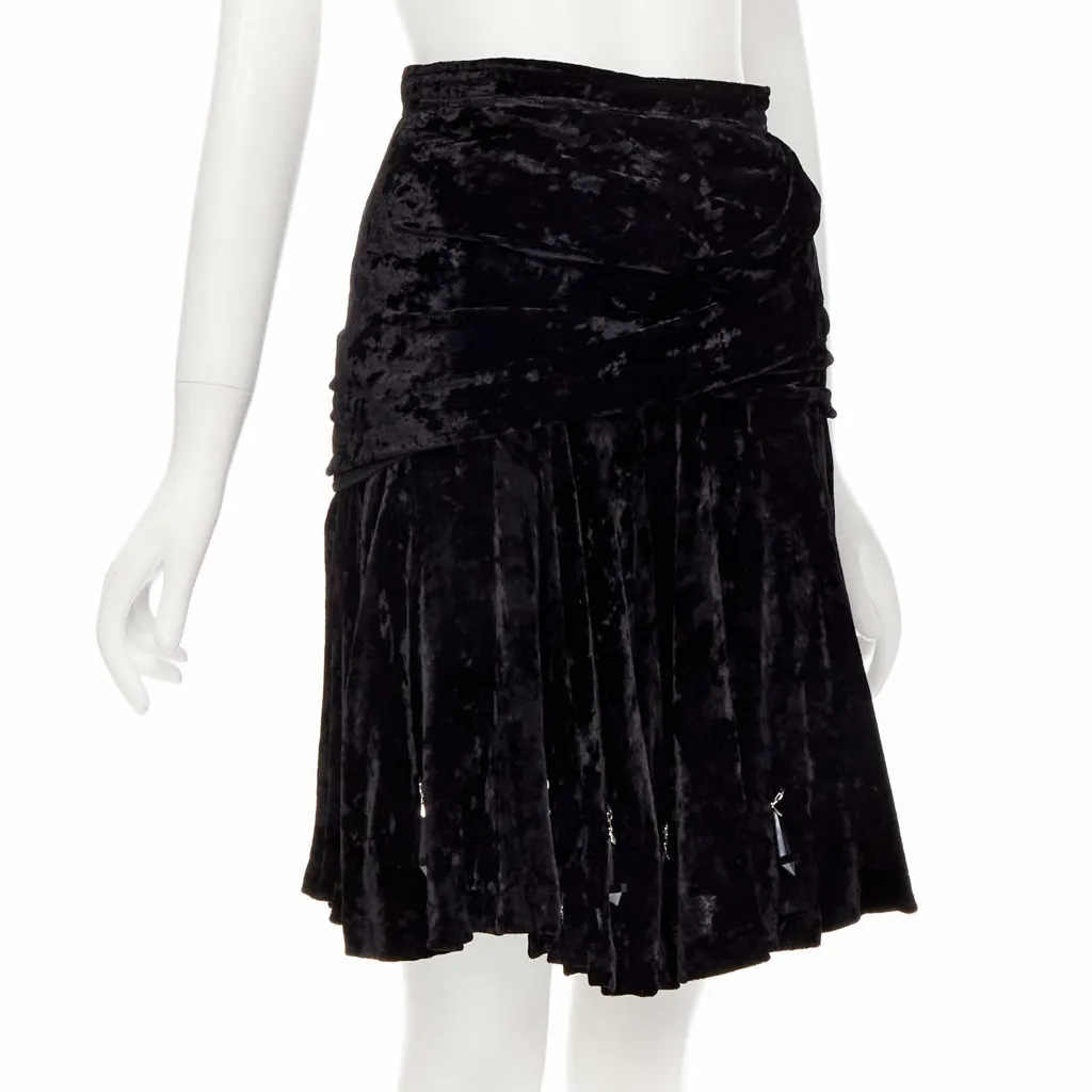 Comme Des Garcons Velvet Crystal Skirt Black Polyester Very good - Inside View