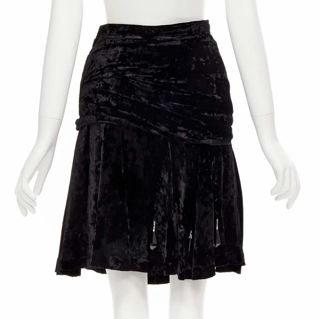 Comme Des Garcons Velvet Crystal Skirt Black Polyester Very good - Box View