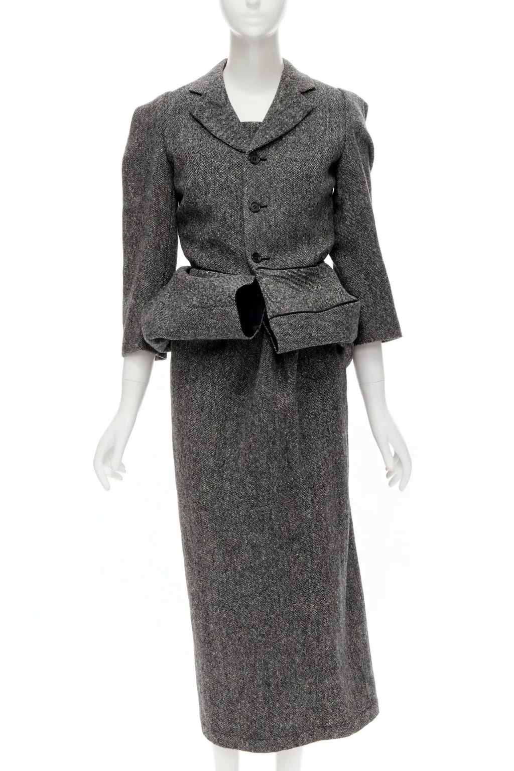 Junya Watanabe Convertible Blazer Dress Grey Wool Never worn - Front View
