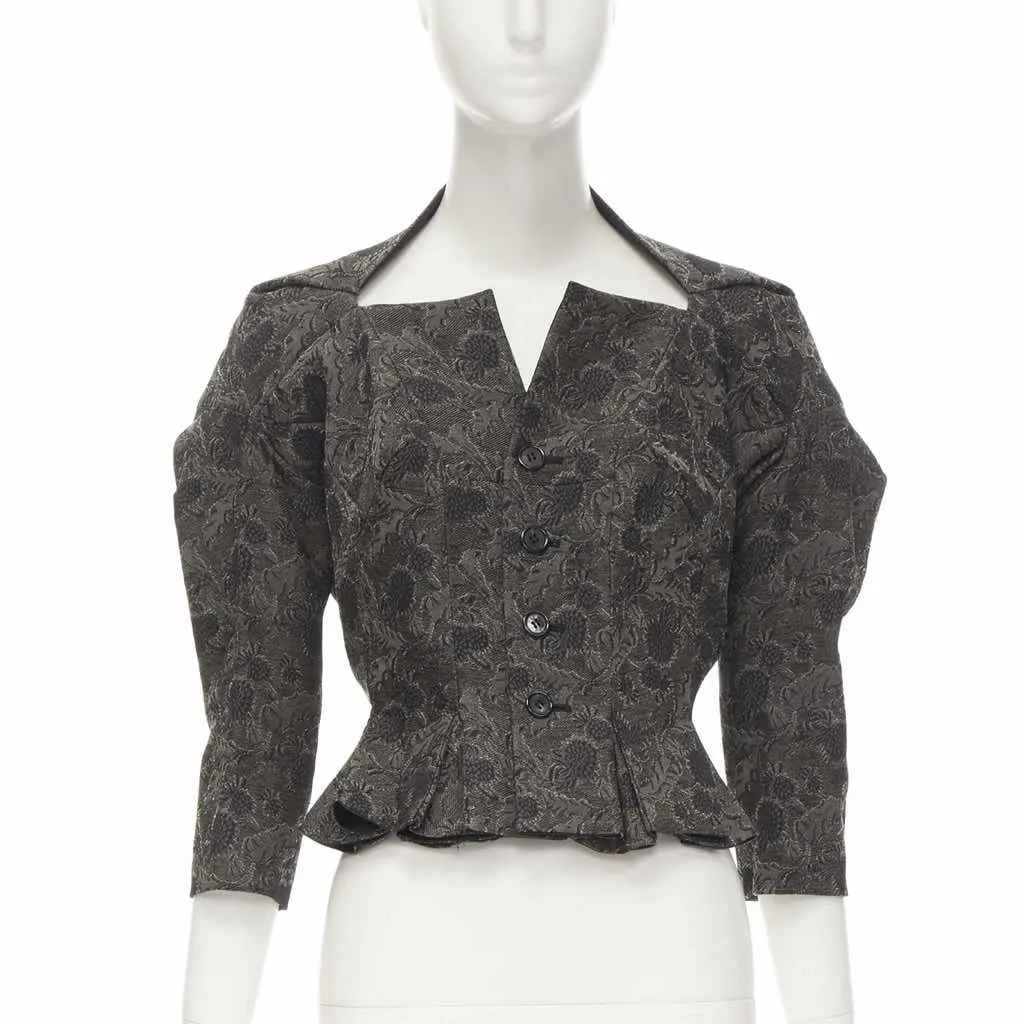 Junya Watanabe Lace Jacquard Jacket Grey Wool Never worn - Front View
