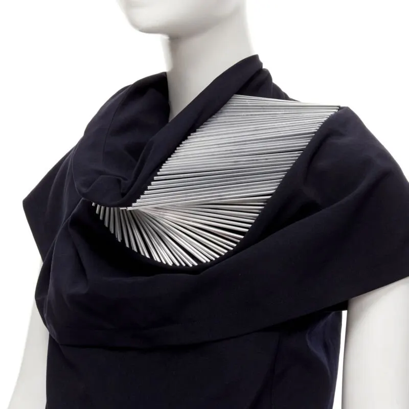 Junya Watanabe Metal Collar Top Black Wool Very good - Back View
