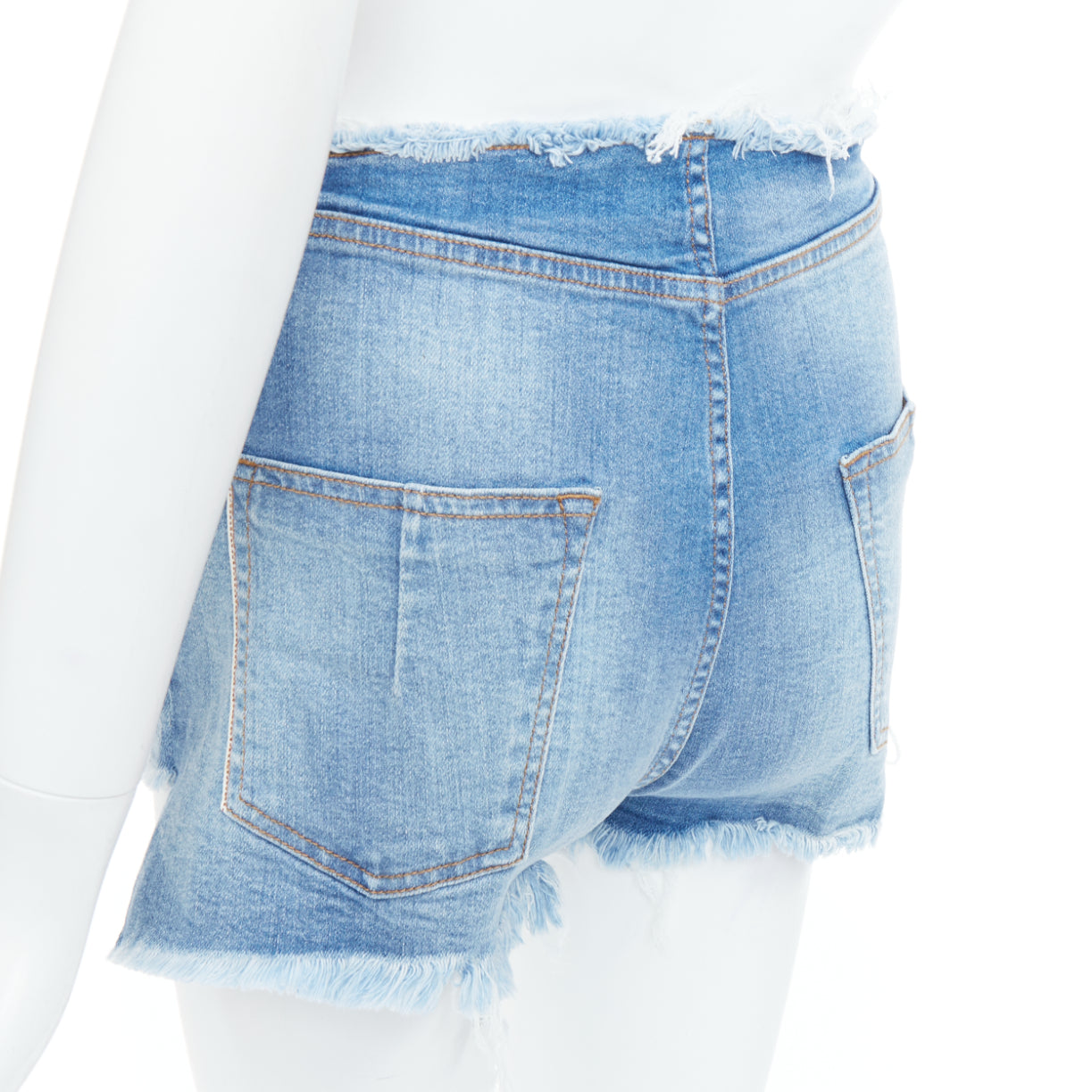 Unravel Project Laced Denim Shorts - Back view