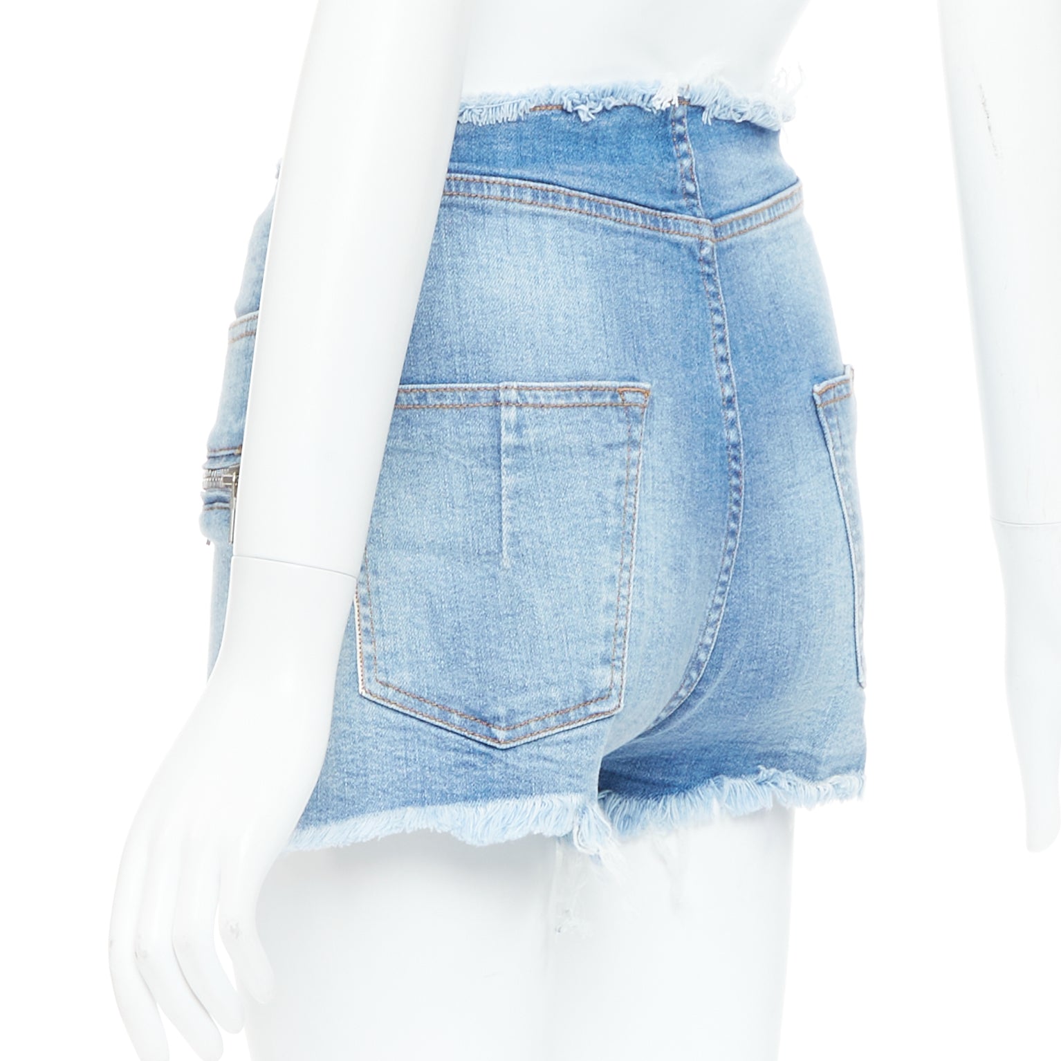 Unravel Project Laced Denim Shorts - Detail 1