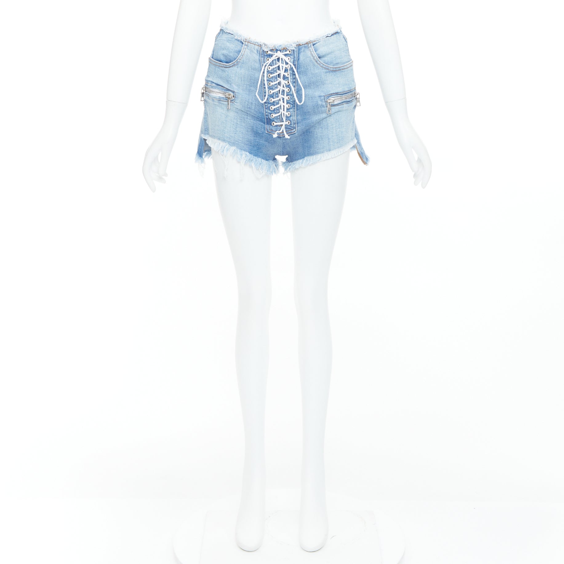 Unravel Project Laced Denim Shorts - Image 11