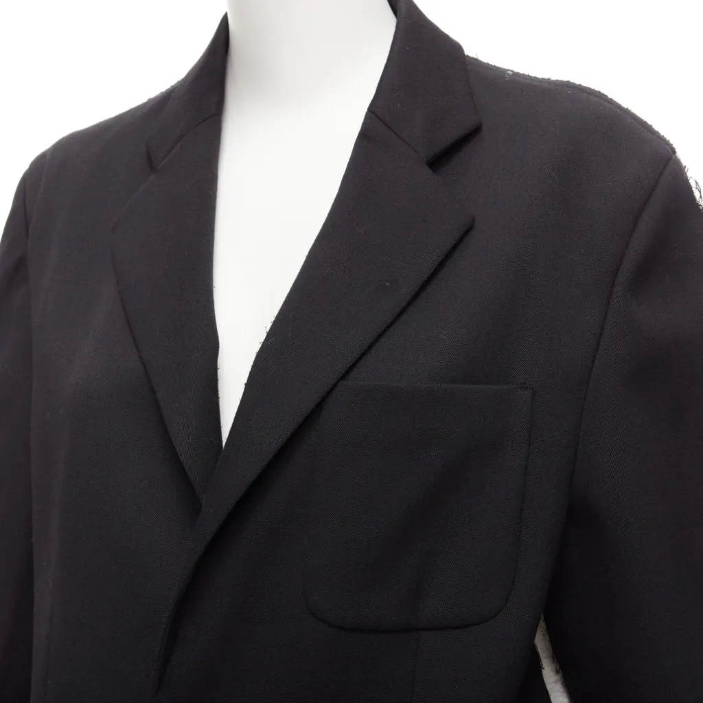 MM6 Fray Edge Blazer Black Polyester Good - Back View
