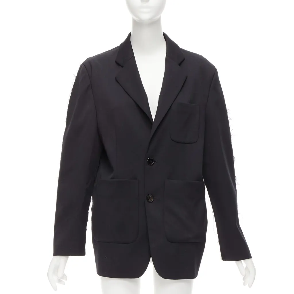 MM6 Fray Edge Blazer Black Polyester Good - Inside View
