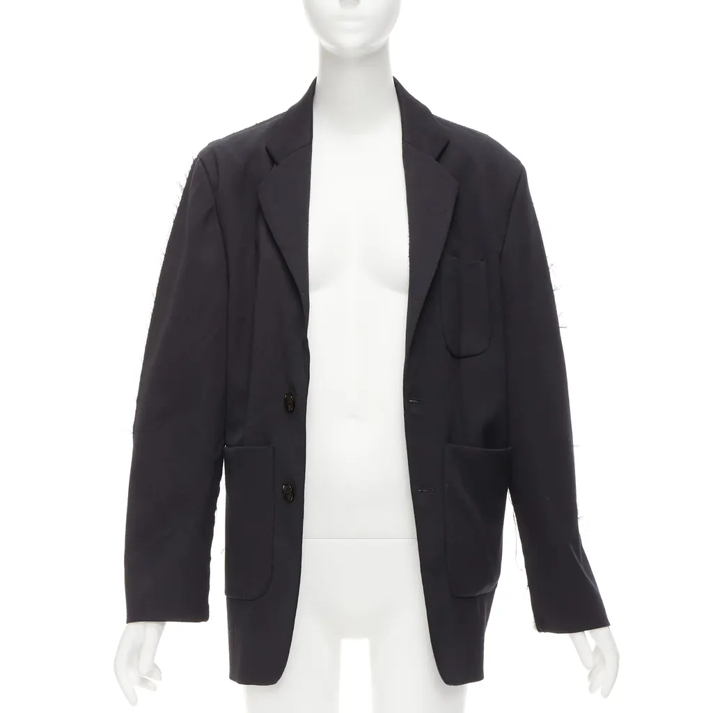 MM6 Fray Edge Blazer Black Polyester Good - Model View