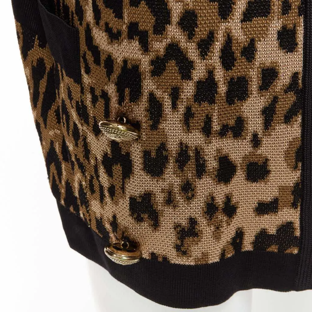 Balmain Leopard Jacquard Cardigan Brown Viscose Never worn - Back View