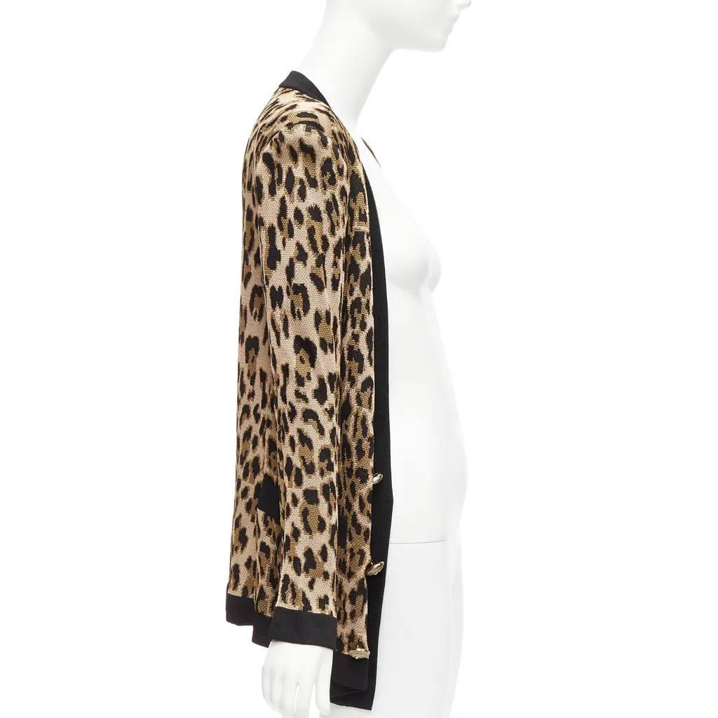 Balmain Leopard Jacquard Cardigan Brown Viscose Never worn - Model View