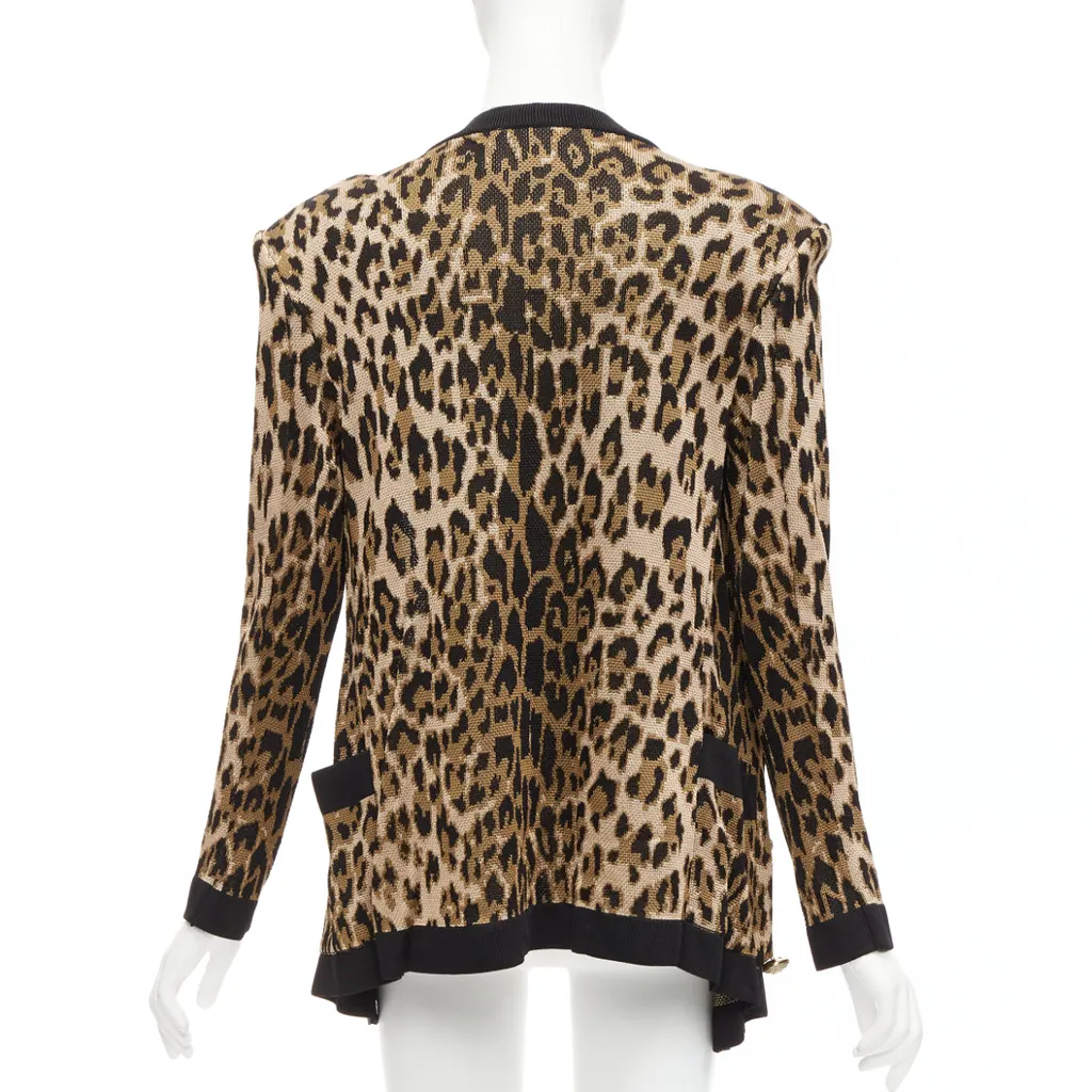 Balmain Leopard Jacquard Cardigan Brown Viscose Never worn - Box View