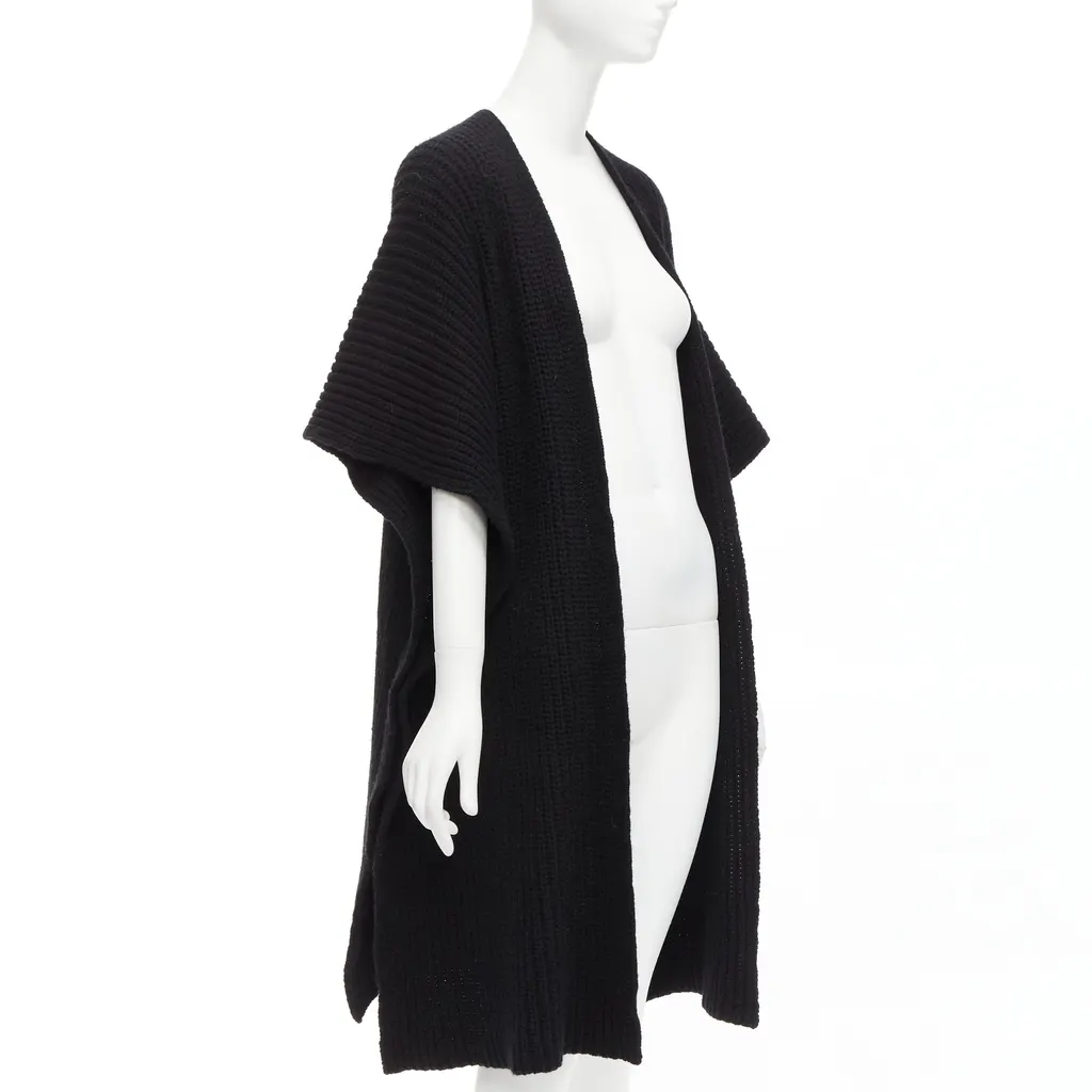 Valentino Logo Poncho Cardigan Black Wool Never worn - Inside View