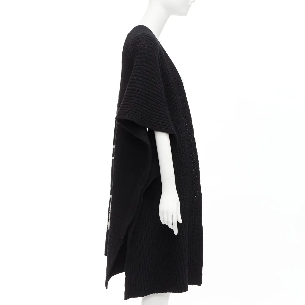 Valentino Logo Poncho Cardigan Black Wool Never worn - Model View