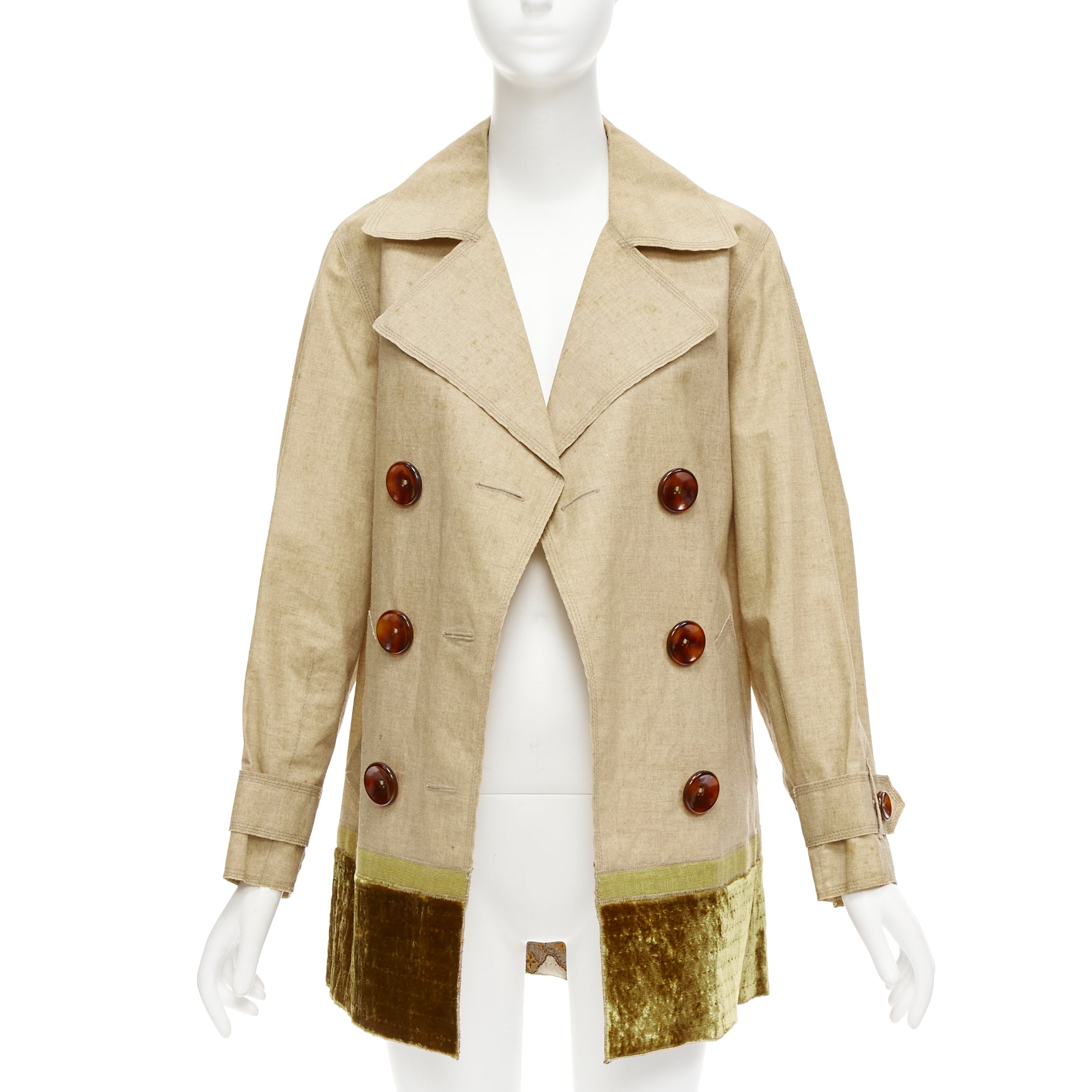 Louis Vuitton Khaki Velvet Trench Coat