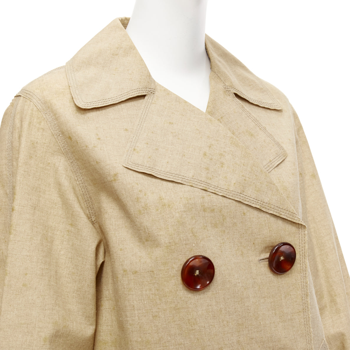 Louis Vuitton Khaki Velvet Trench Coat - Detail 2