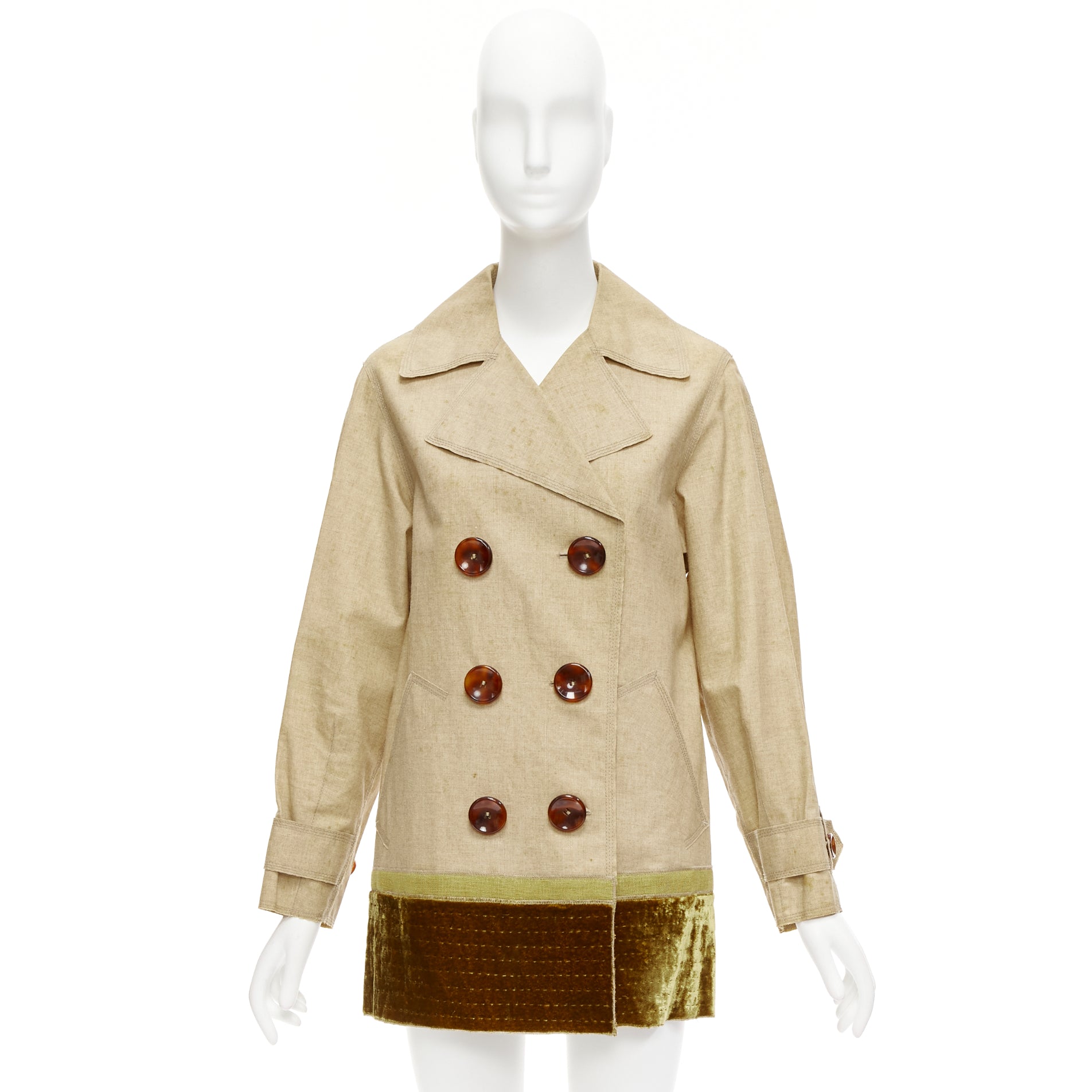 Louis Vuitton Khaki Velvet Trench Coat - Image 12
