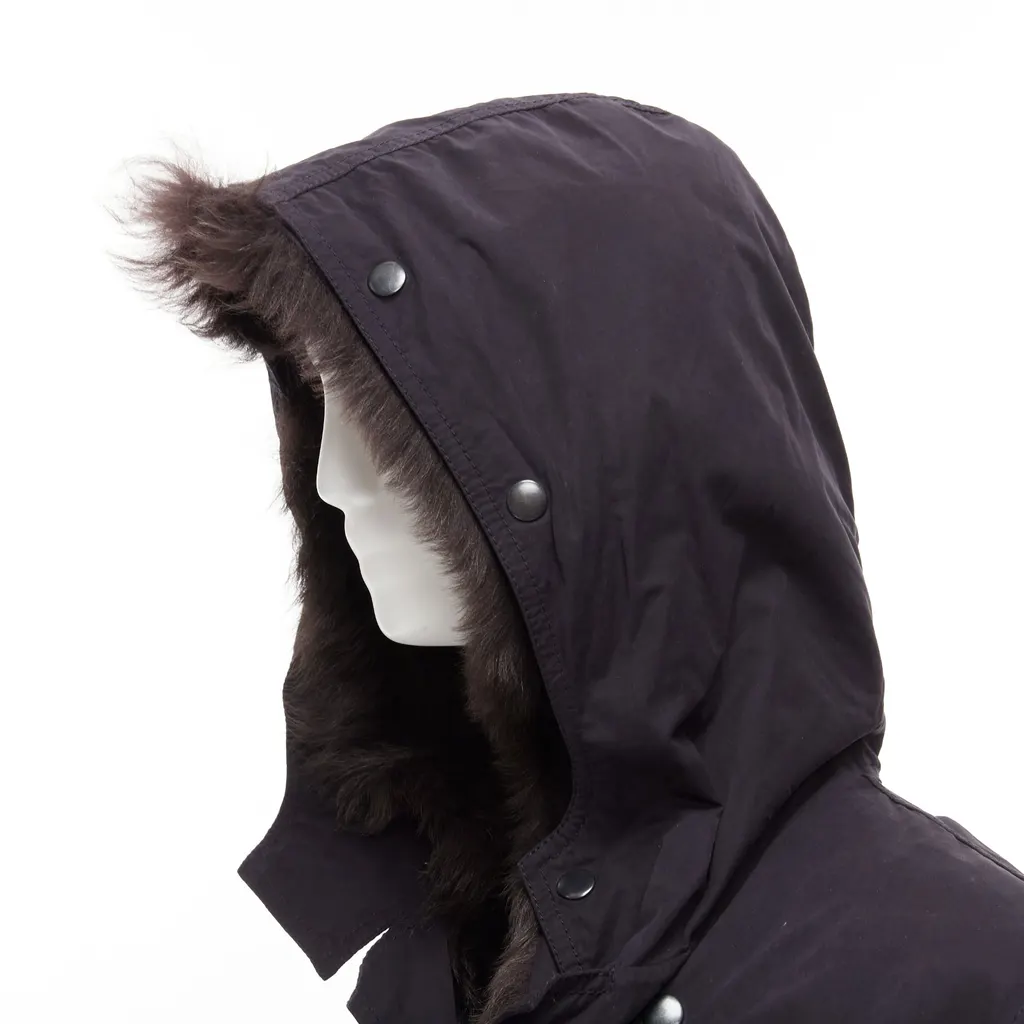 3.1 Phillip Lim Fur Lined Parka Coat Black Cotton Fair - Back View