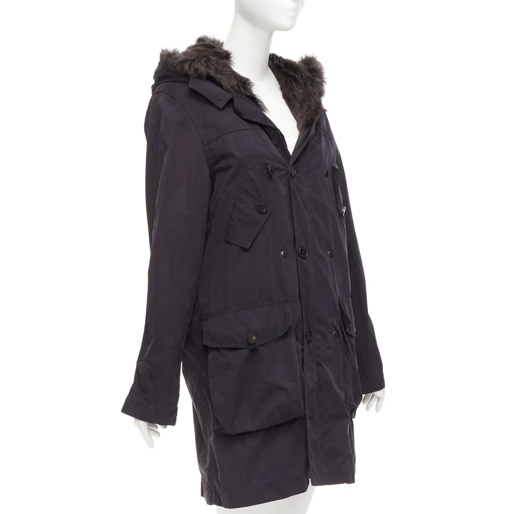 3.1 Phillip Lim Fur Lined Parka Coat Black Cotton Fair - Model View