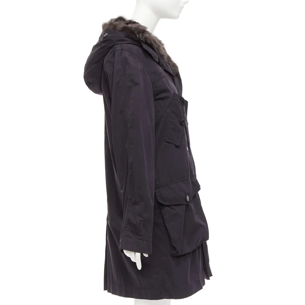 3.1 Phillip Lim Fur Lined Parka Coat Black Cotton Fair - Box View