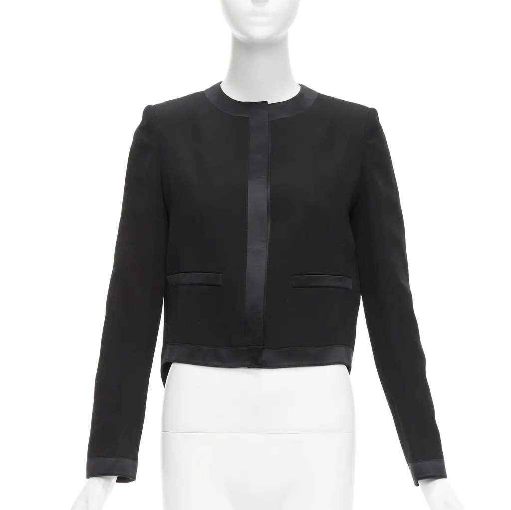 Givenchy Silk Trim Jacket Black Wool Never worn - Inside View