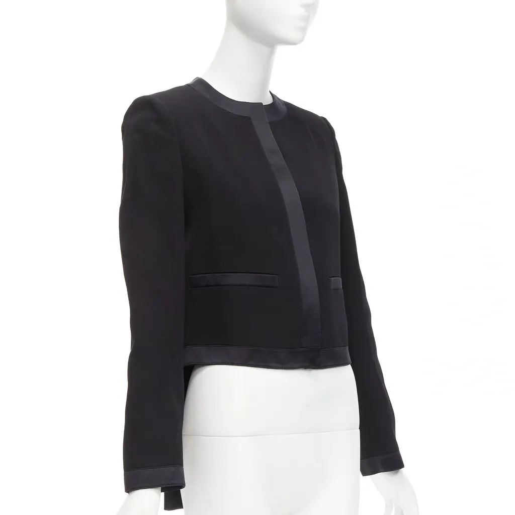 Givenchy Silk Trim Jacket Black Wool Never worn - Model View