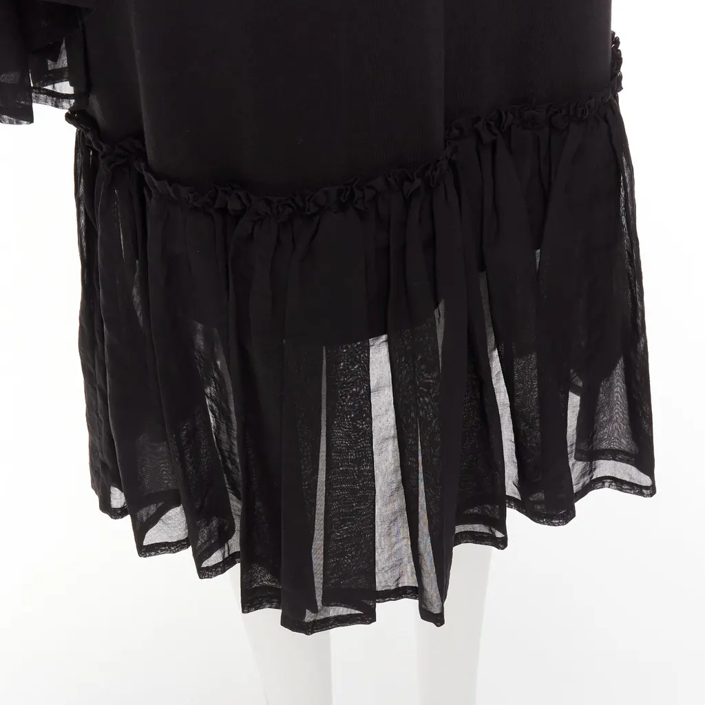 Dries Van Noten Ruffle Sweatshirt Dress Black Cotton Never worn - Back View