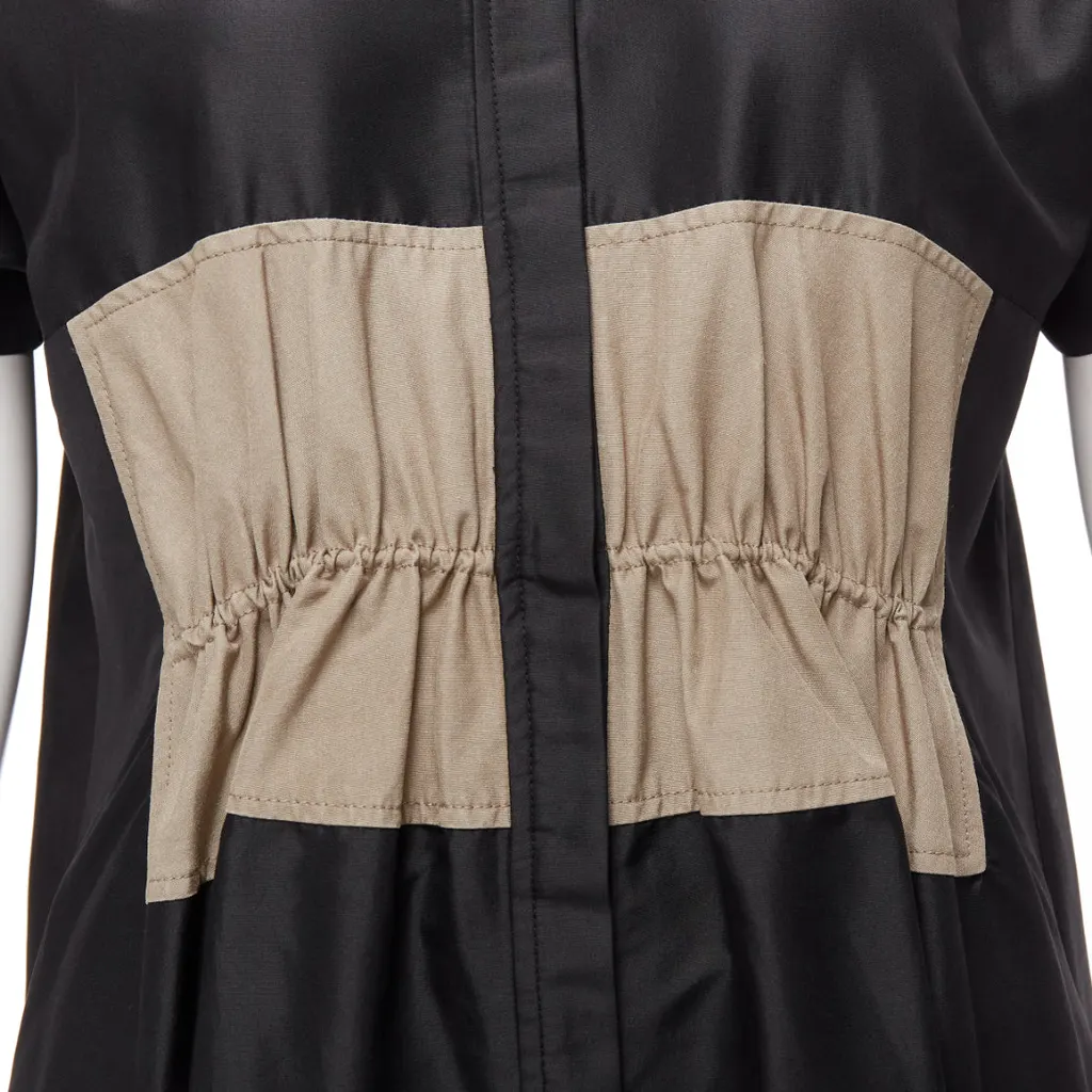 Balenciaga Colorblock Shirt Dress Black Silk Never worn - Back View