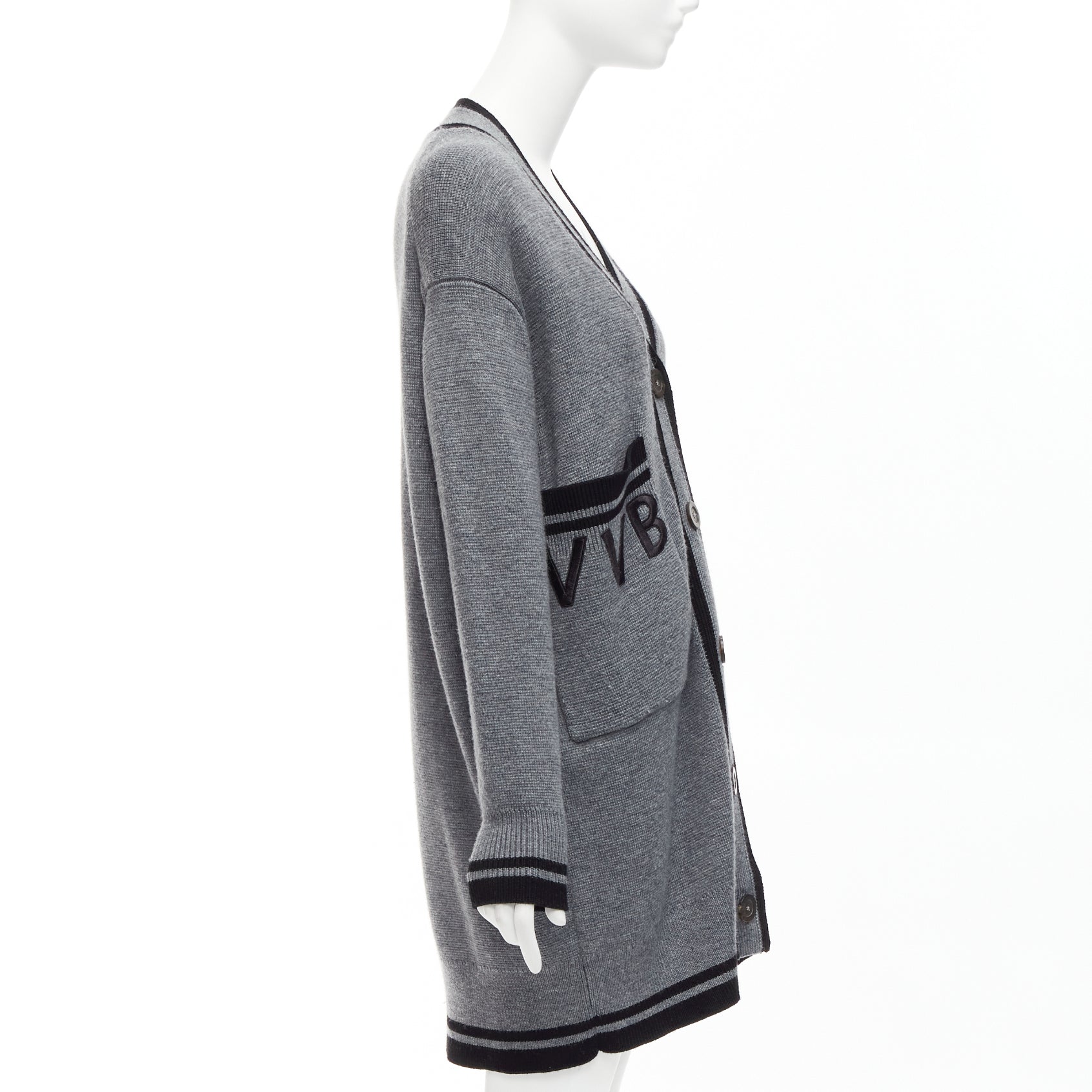 Victoria, Victoria Beckham Logo Oversized Cardigan - Side view