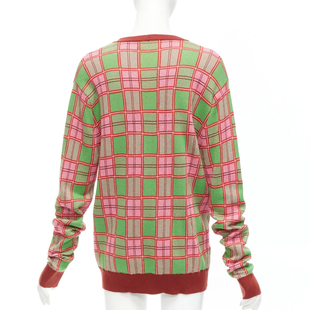 Molly Goddard Checked Intarsia Cardigan Green Cotton Never worn - Box View