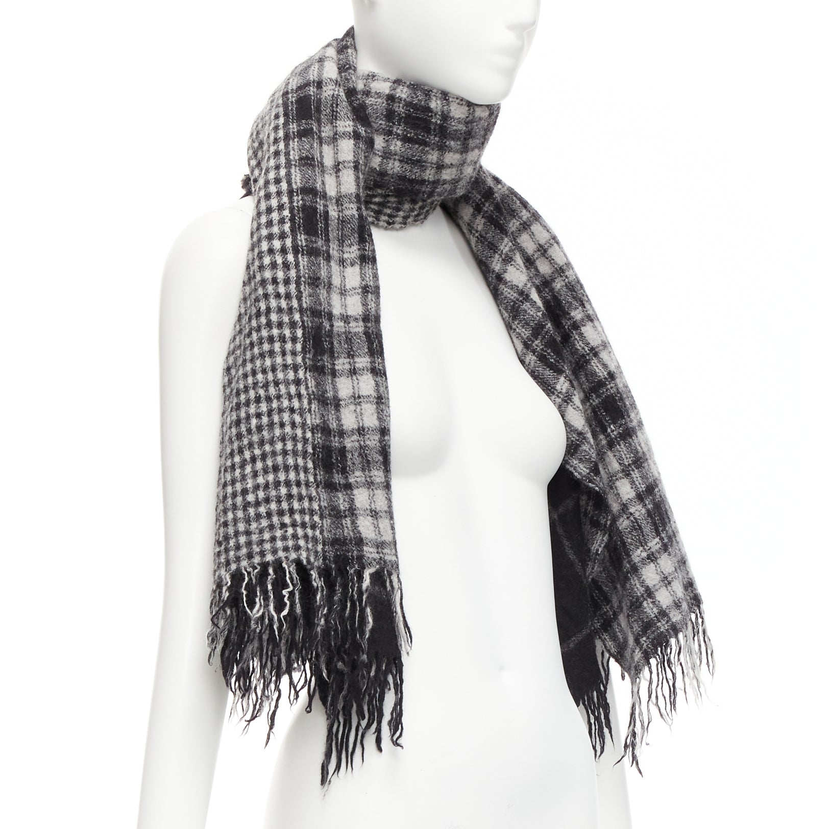 Yohji Yamamoto Check Fringe Scarf - Image 6
