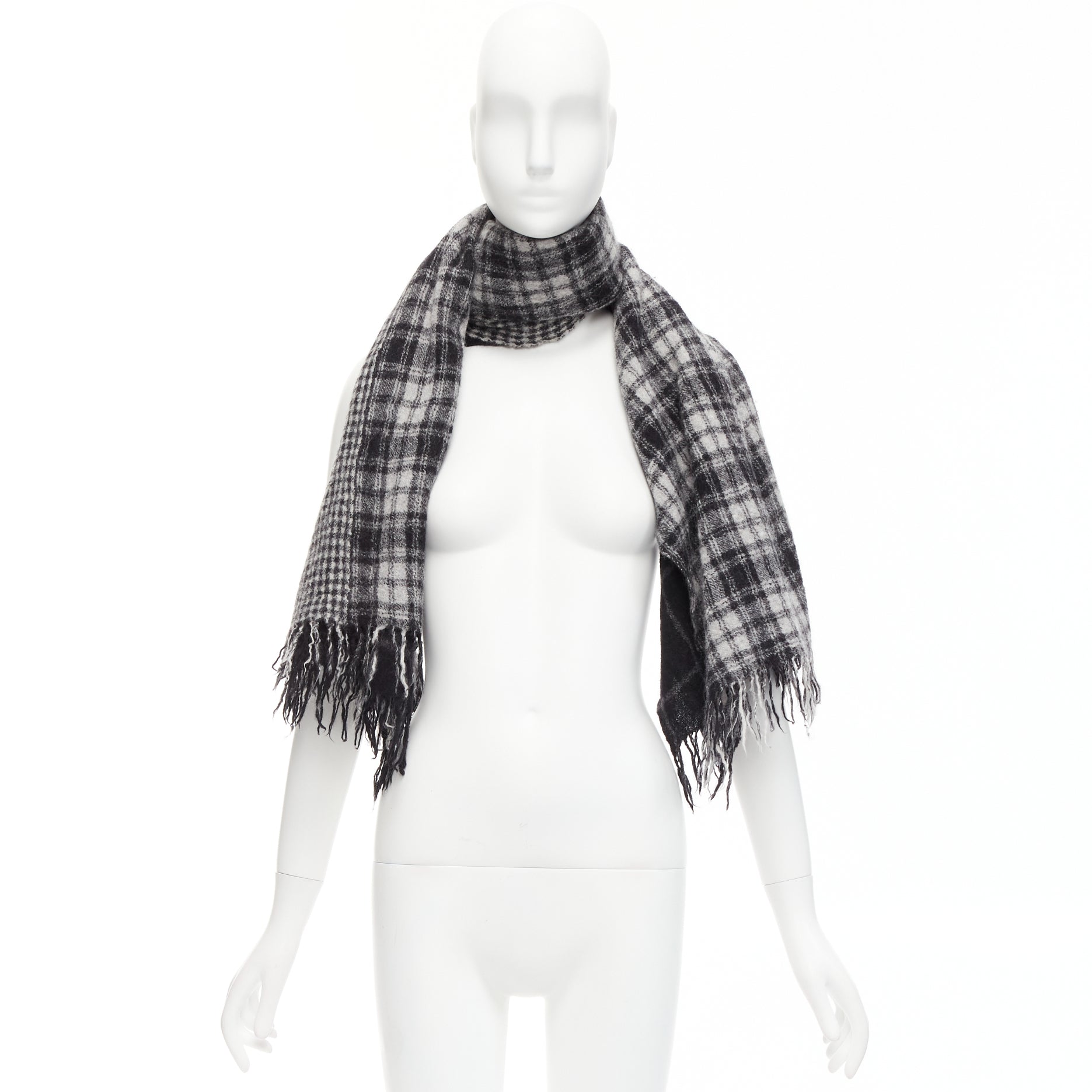 Yohji Yamamoto Check Fringe Scarf - Image 11