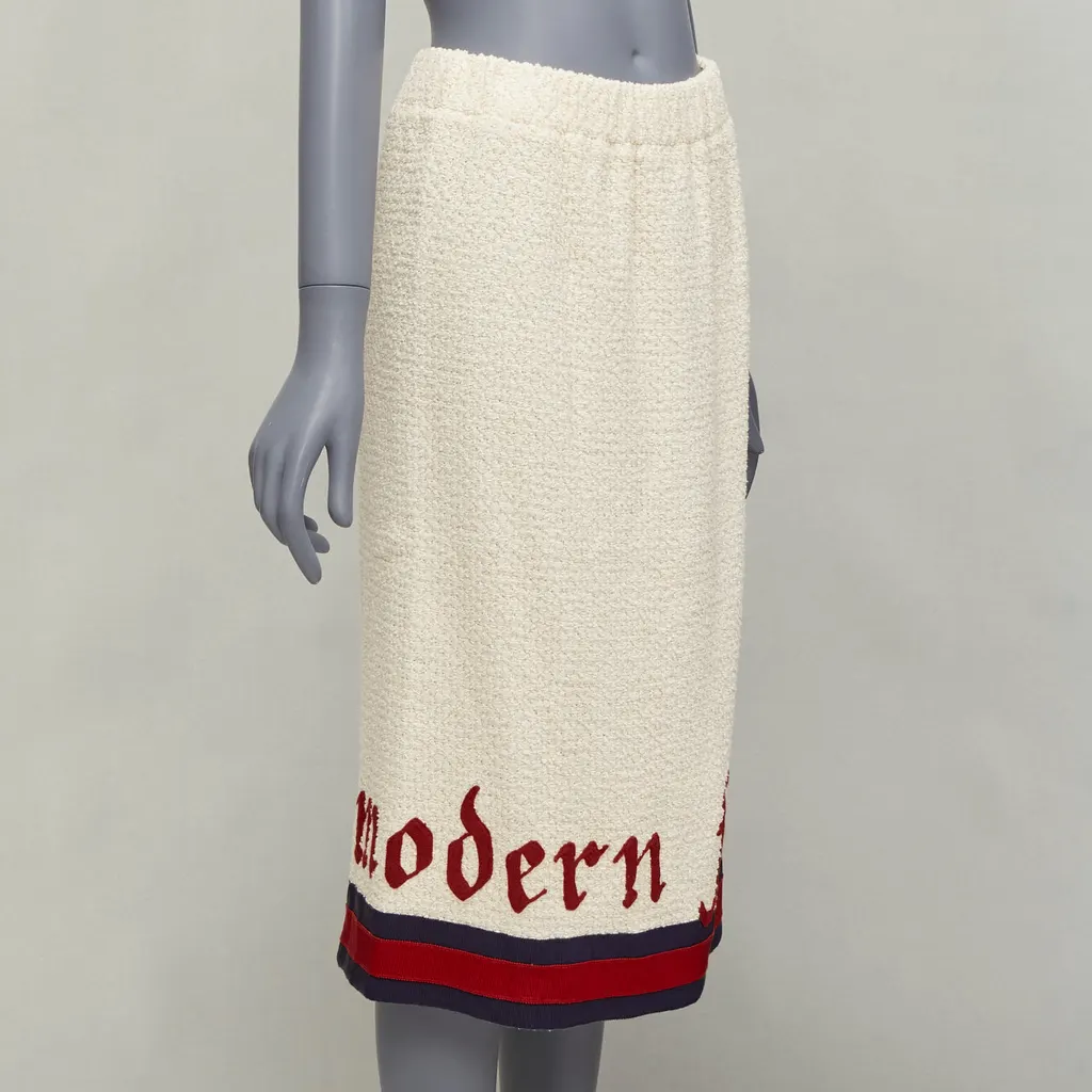 Gucci Boucle Trim Skirt Beige Cotton Never worn - Inside View