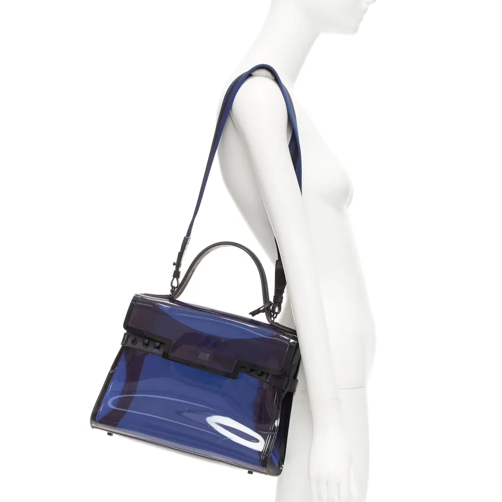 Delvaux Tempete PVC Navy Plastic Fair - Back View