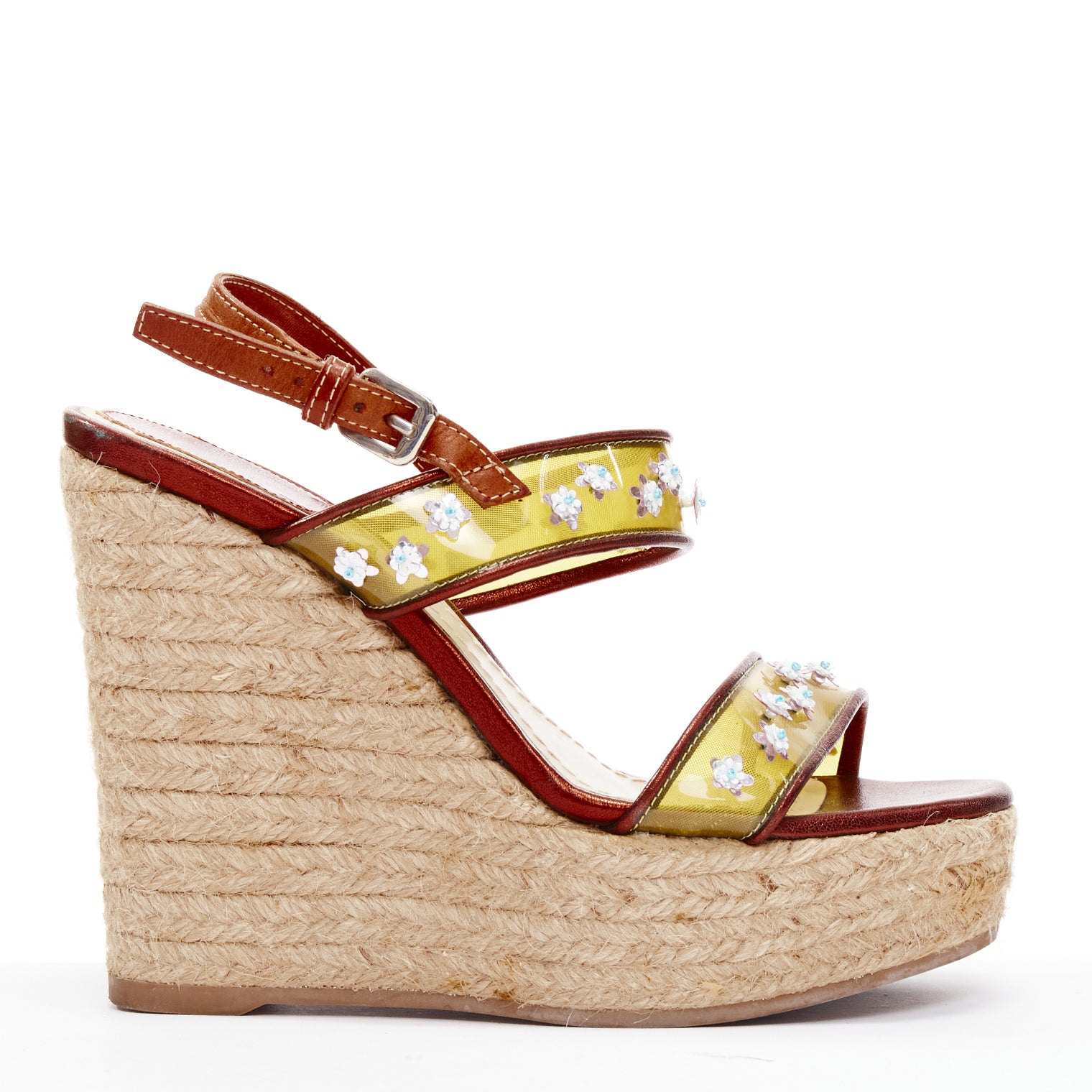 Dior Yellow Floral Wedges - Back view