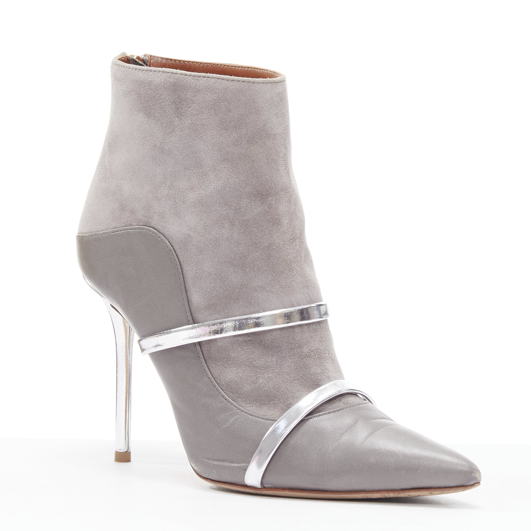 Malone Souliers Patent Strap Heeled Booties - Back view