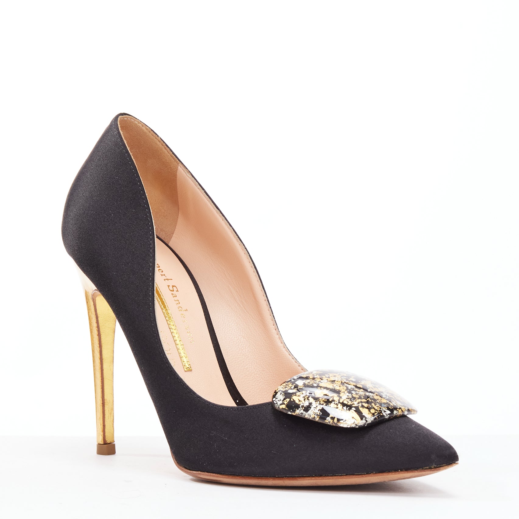 Rupert Sanderson Gold Paint Pumps