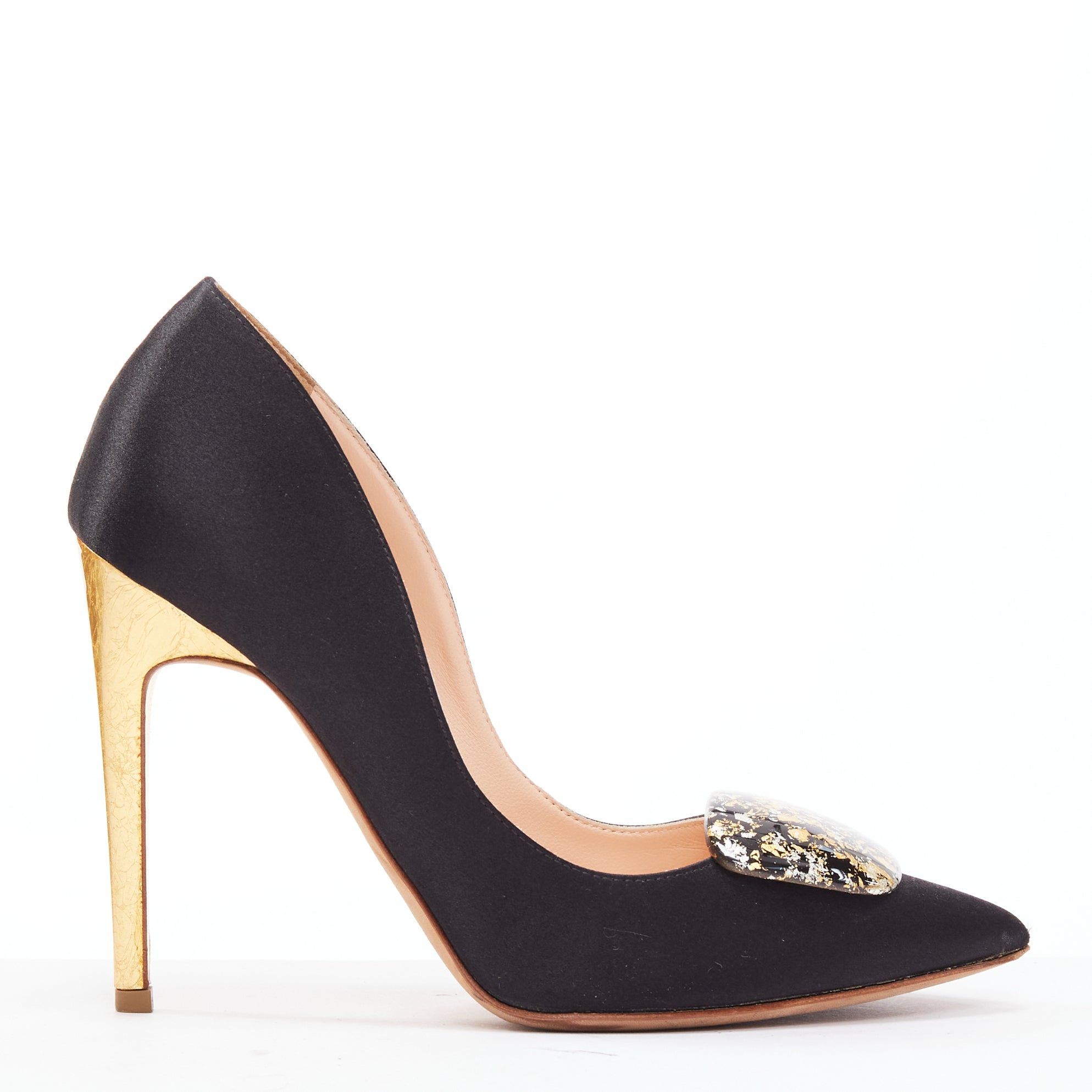 Rupert Sanderson Gold Paint Pumps - Back view