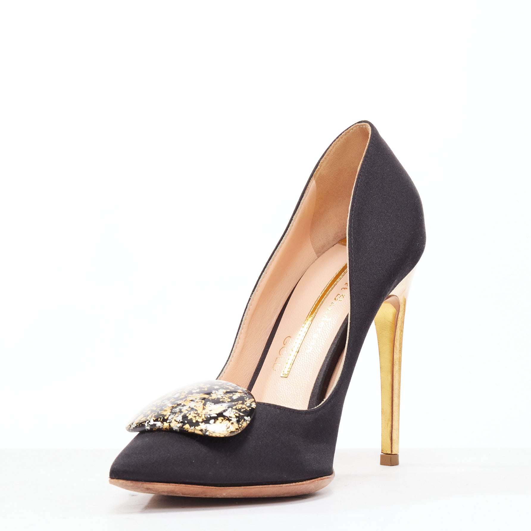 Rupert Sanderson Gold Paint Pumps - 4