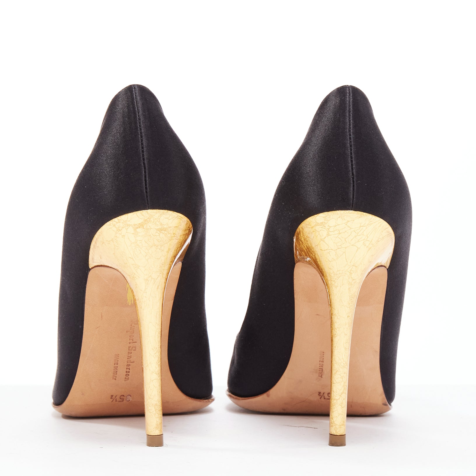 Rupert Sanderson Gold Paint Pumps - Side view
