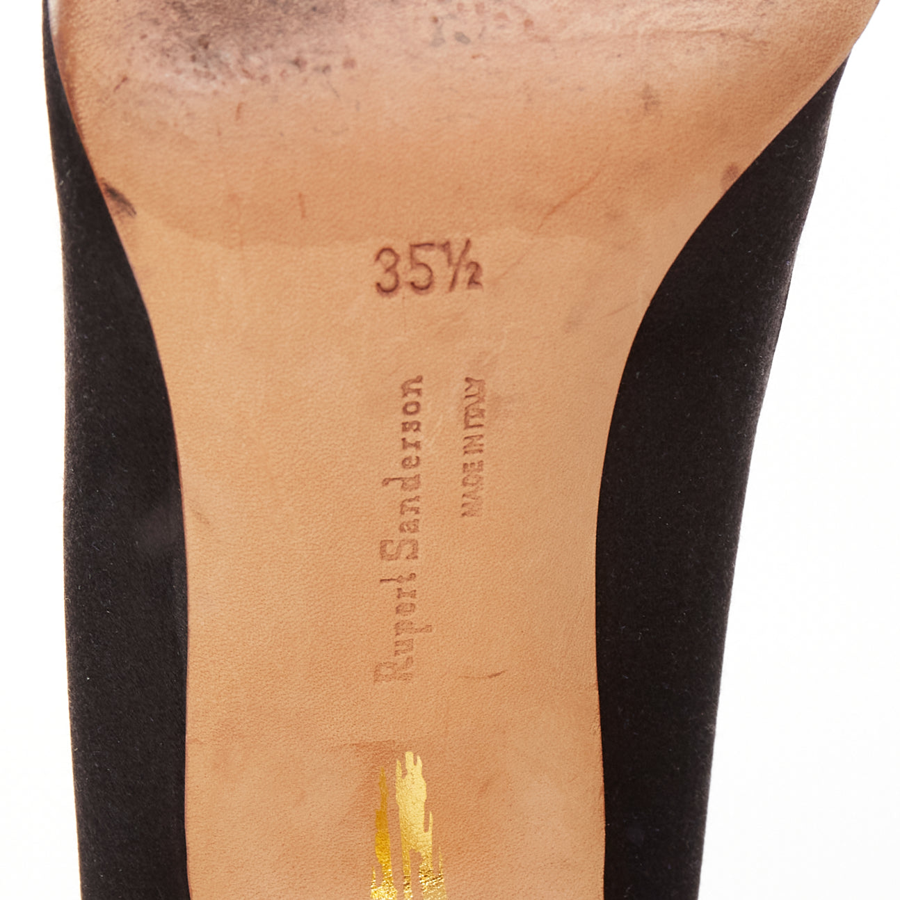 Rupert Sanderson Gold Paint Pumps - Image 12