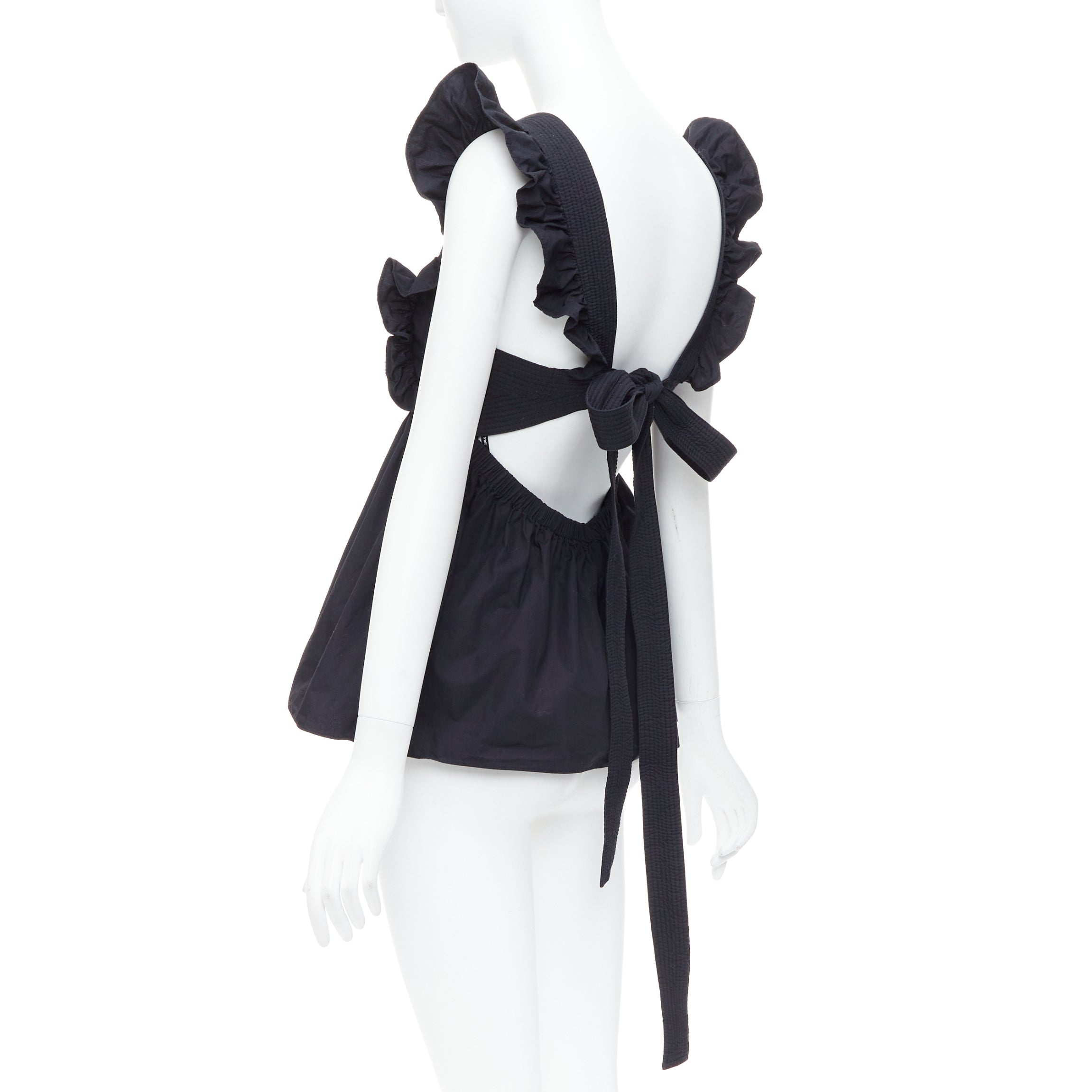 Self-portrait Black Cotton Poplin - Back view