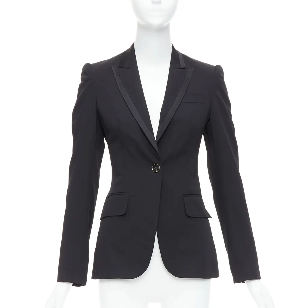 Stella McCartney Peak Collar Blazer Black Wool Never worn - Front View