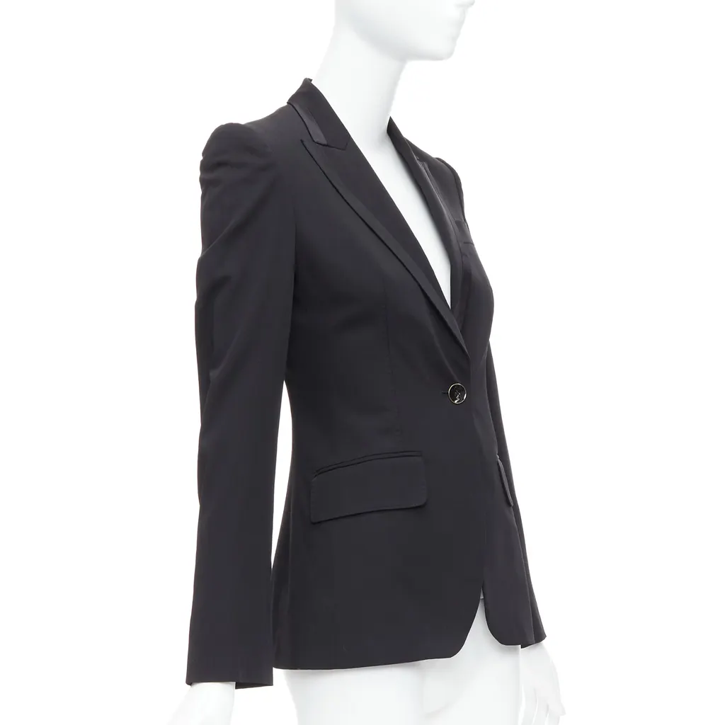 Stella McCartney Peak Collar Blazer Black Wool Never worn - Model View