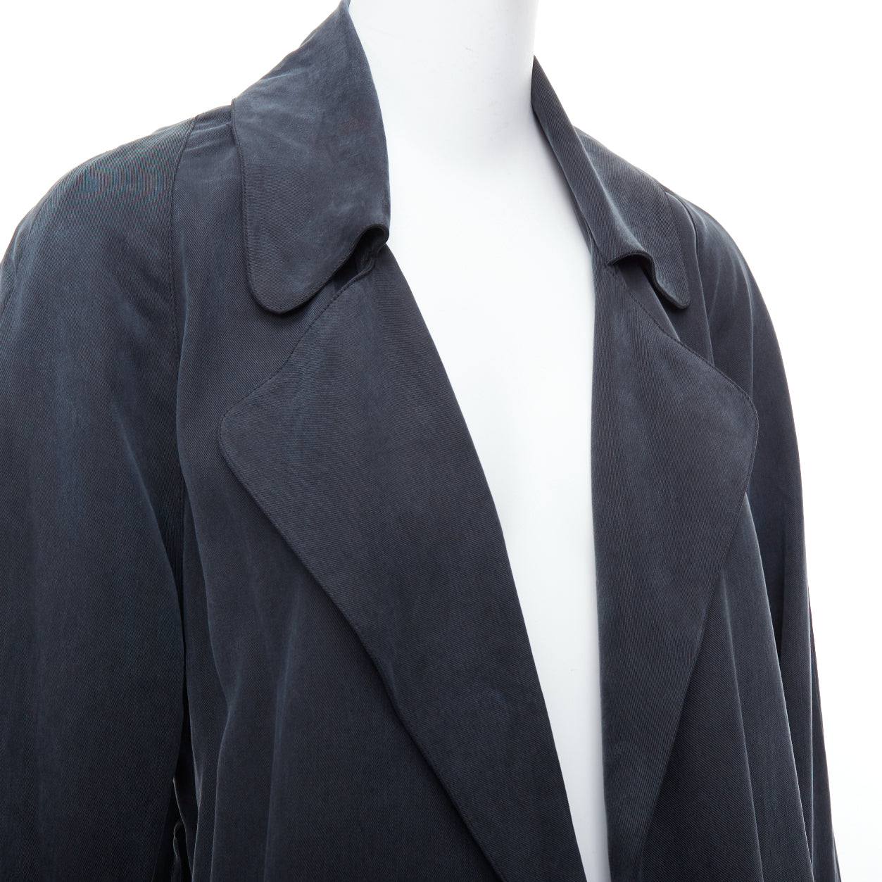 Reformation Grey Draped Tencel Coat - Back view