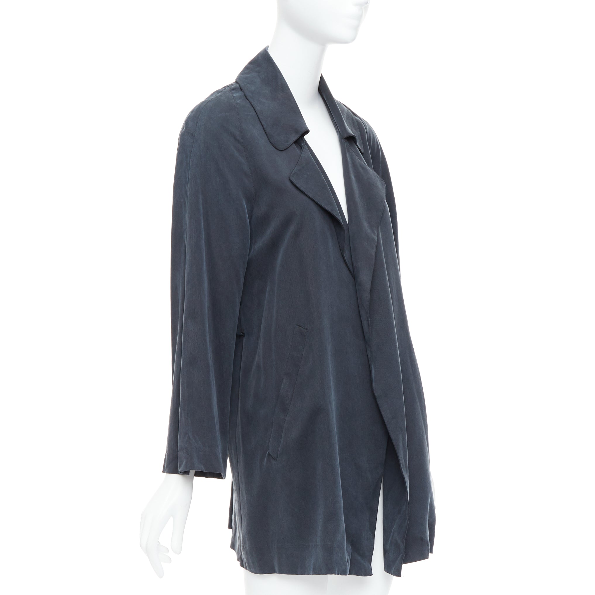 Reformation Grey Draped Tencel Coat - Image 6