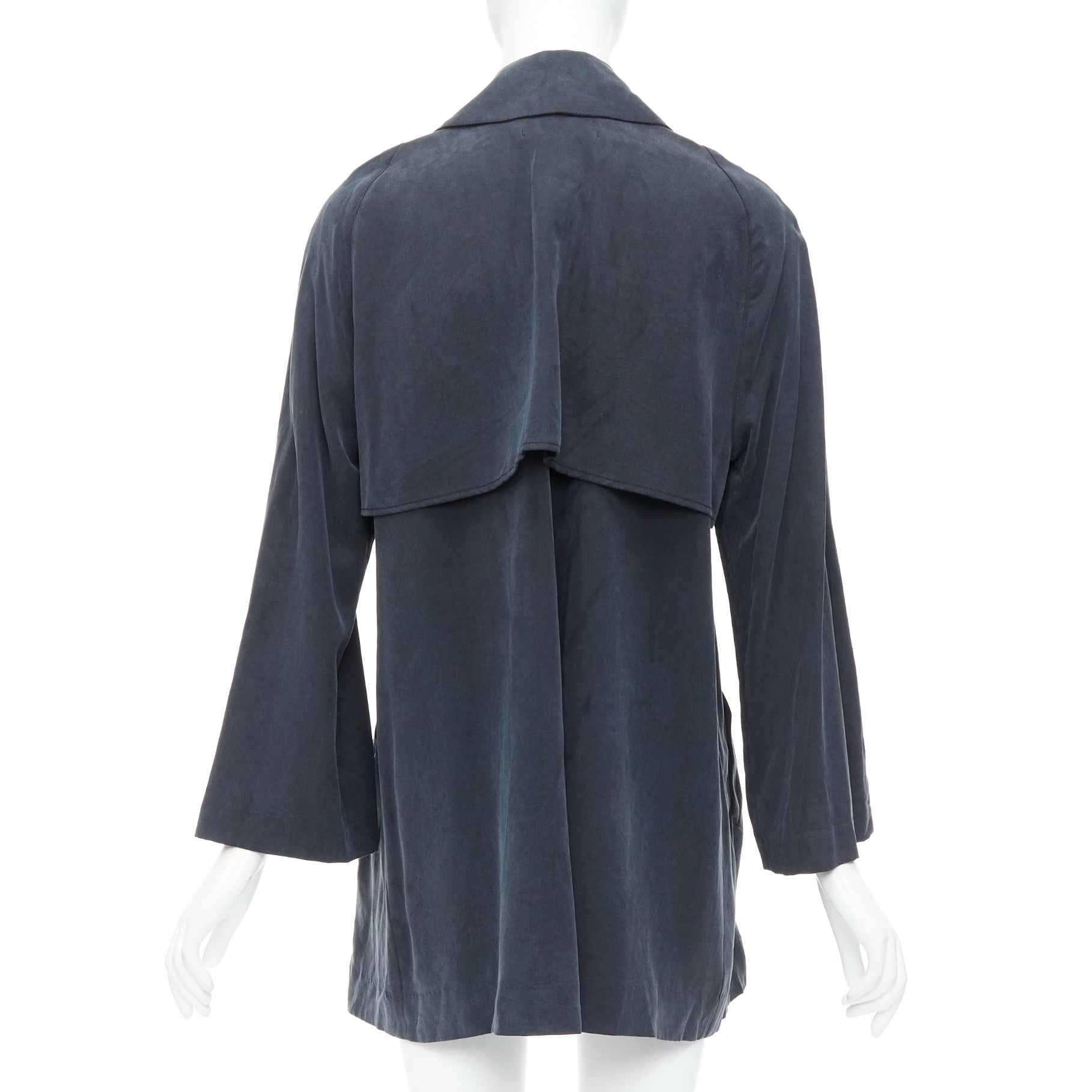 Reformation Grey Draped Tencel Coat - Side view