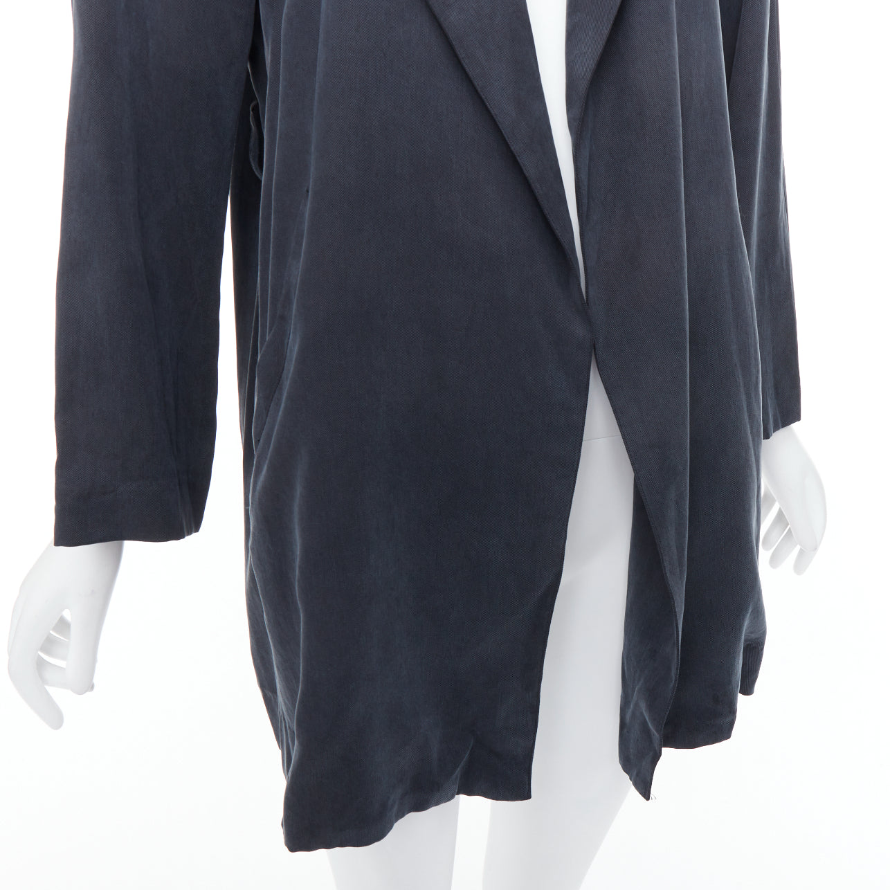 Reformation Grey Draped Tencel Coat - Detail 2