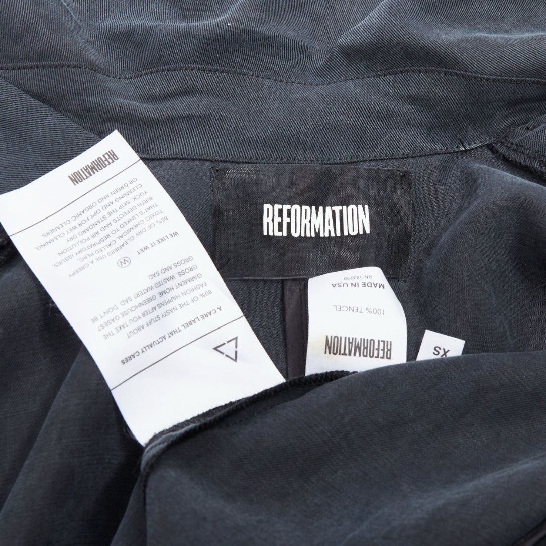 Reformation Grey Draped Tencel Coat - Image 10