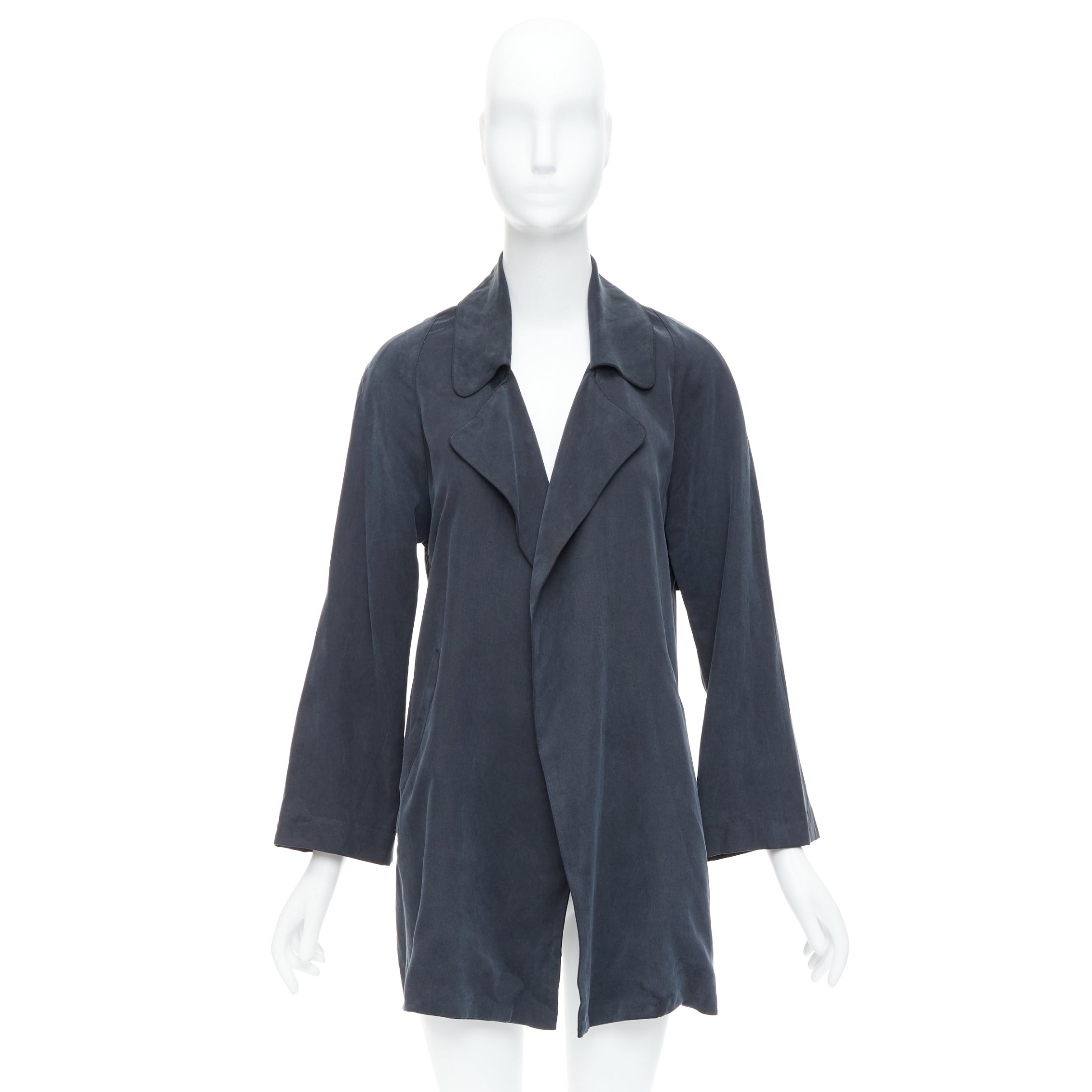 Reformation Grey Draped Tencel Coat - Image 11