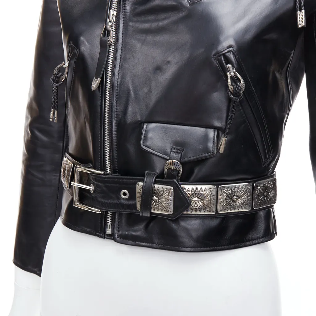 Toga Archives Charm Zip Biker Black Leather Good - Back View